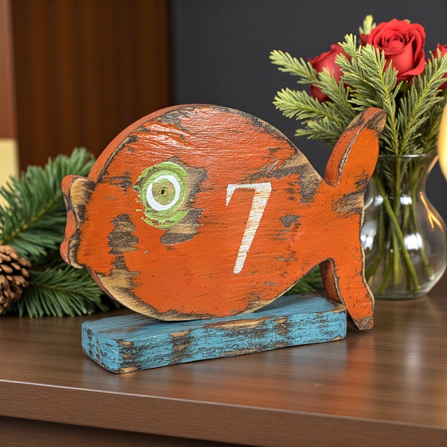 Under The Sea Themed Shower Tropical Fish Party Accent Beach Reception Centerpiece Rustic Table Number Holder Coastal Home Staging Decor