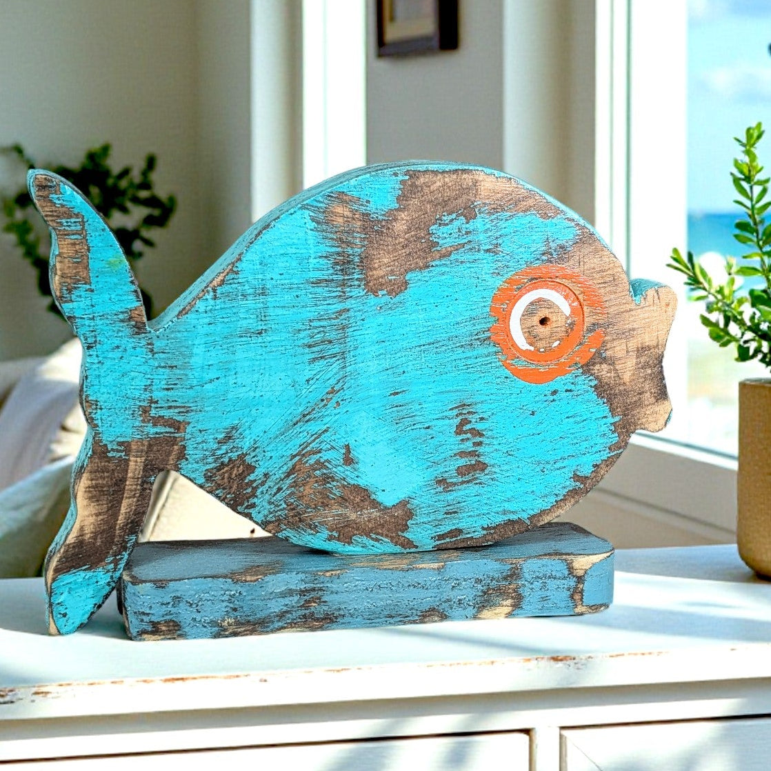 Under The Sea Themed Shower Tropical Fish Party Accent Beach Reception Centerpiece Rustic Table Number Holder Coastal Home Staging Decor