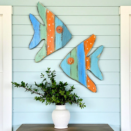 Bohemian Style Colorful Angelfish Coastal Accent Wall Decor Ocean Themed Nursery Fish Tropical Home Photo Prop