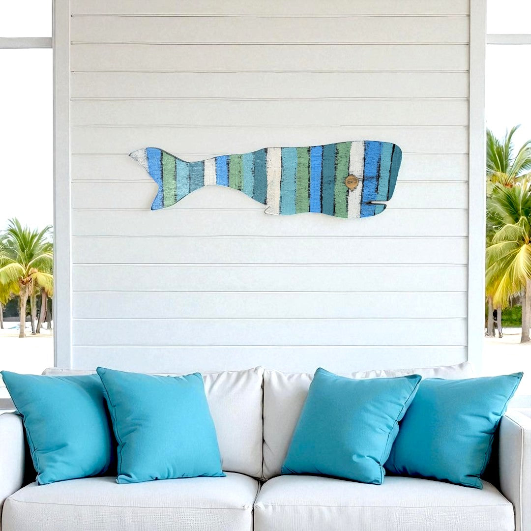 Small Whale Nautical Housewarming Gift Idea Coastal Living Room Wall Decor Primitive Wood Whale Rustic Ocean Themed Nursery Accent