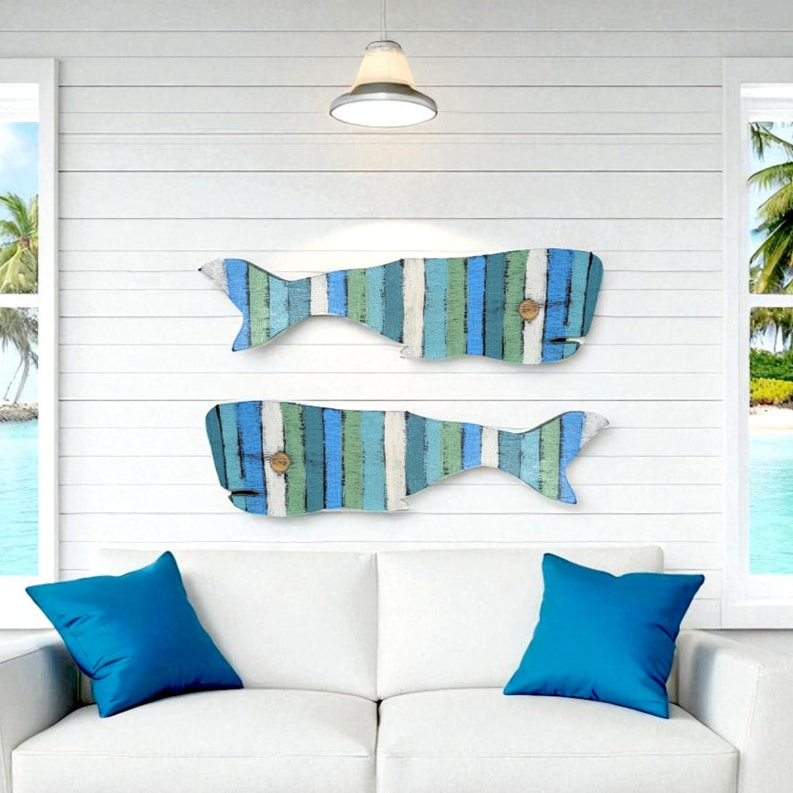 Small Whale Nautical Housewarming Gift Idea Coastal Living Room Wall Decor Primitive Wood Whale Rustic Ocean Themed Nursery Accent